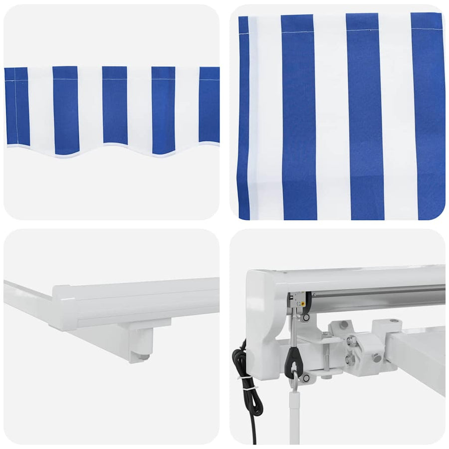 Inklapbaar Zonnescherm Blauw en Wit 250x200 cm