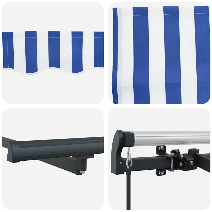 Inklapbaar Zonnescherm Blauw en Wit en Anthraciet