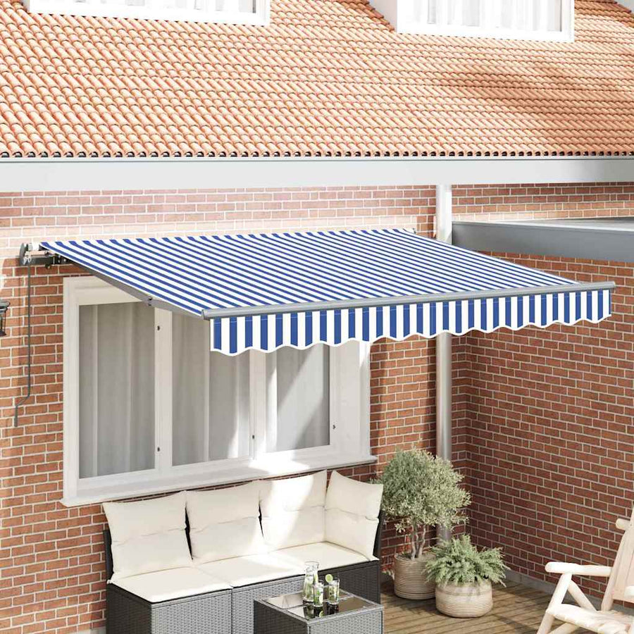 Inklapbaar Zonnescherm Blauw en Wit en Anthraciet