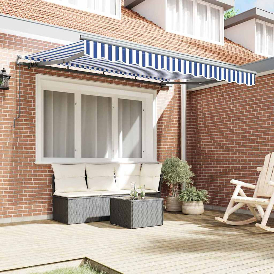 Inklapbaar Zonnescherm Blauw en Wit en Anthraciet