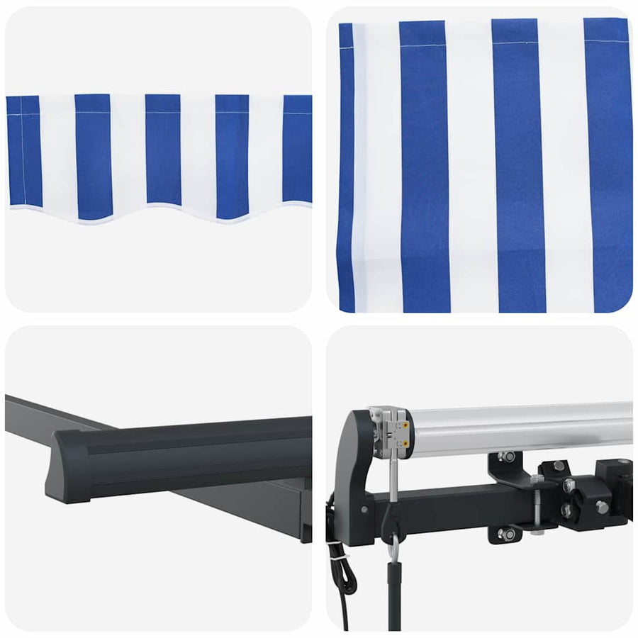 Inklapbaar Zonnescherm Blauw en Wit en Anthraciet
