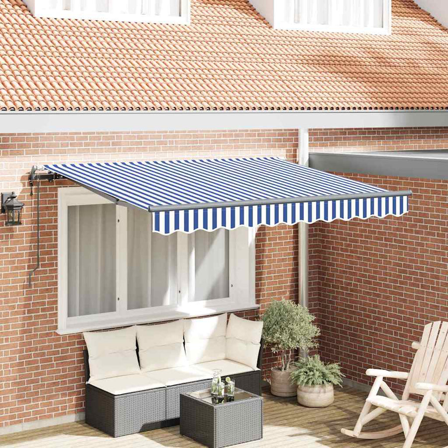 Inklapbaar Zonnescherm Blauw en Wit en Anthraciet