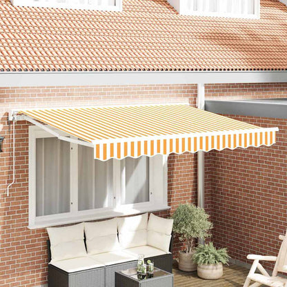 Inklapbaar Zonnescherm En 250 X 200 Cm Geel En Wit (Wit Frame) 2,5 x 2 m Elektrisch