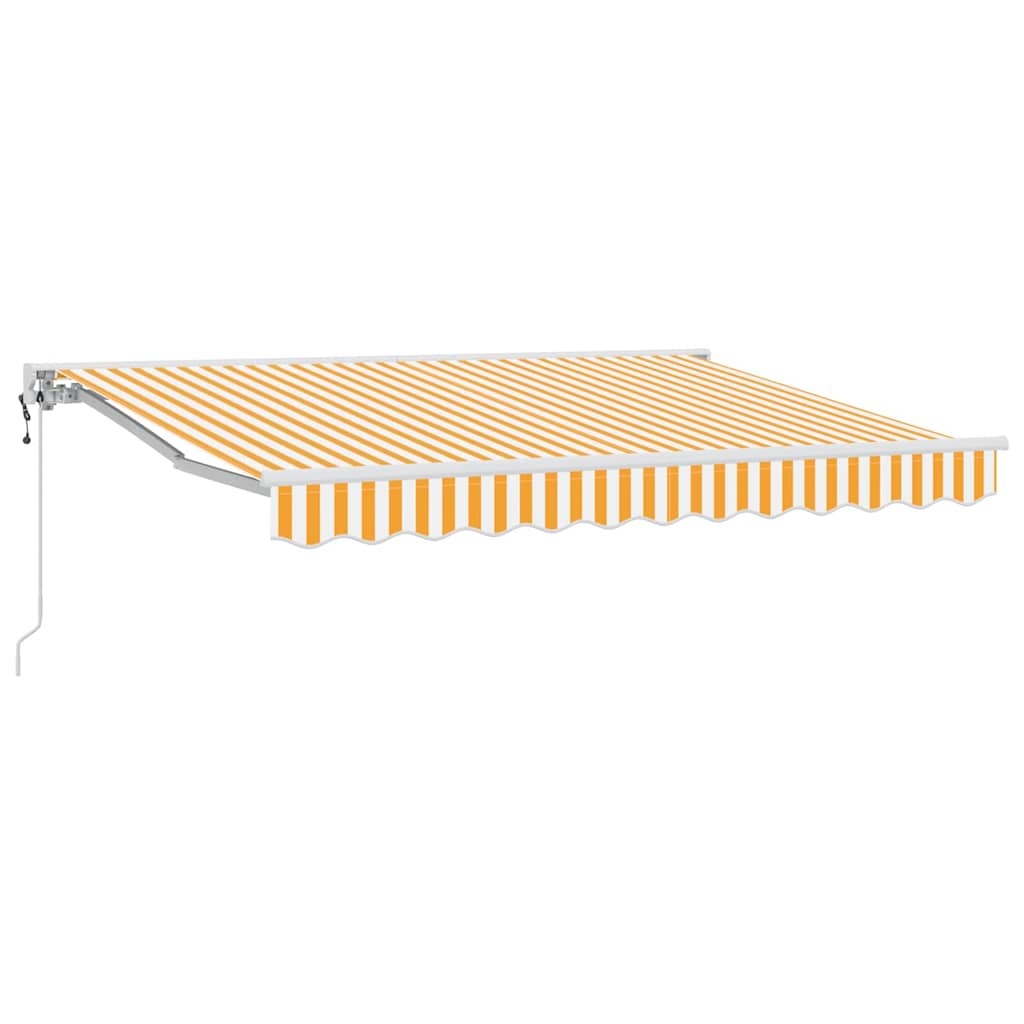 Inklapbaar Zonnescherm En 250 X 200 Cm Geel En Wit (Wit Frame) 2,5 x 2 m Elektrisch