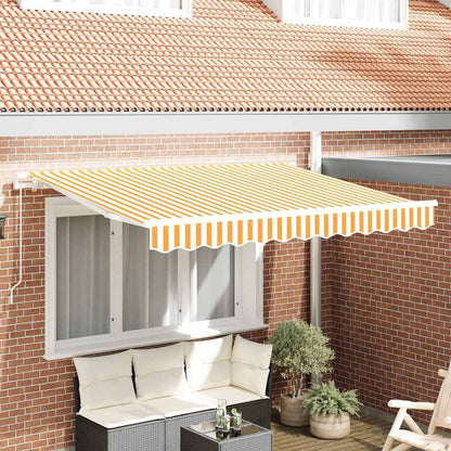 Inklapbaar Zonnescherm En 250 X 200 Cm 2.5 x 2 m Geel en wit (wit frame) Handmatig