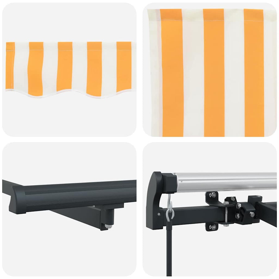 Inklapbaar Zonnescherm En 250 X 200 Cm 2.5 x 2 m Geel en wit (anthraciet frame) Handmatig