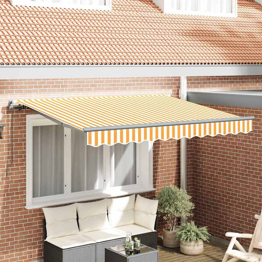 Inklapbaar Zonnescherm En 250 X 200 Cm 2.5 x 2 m Geel en wit (anthraciet frame) Handmatig