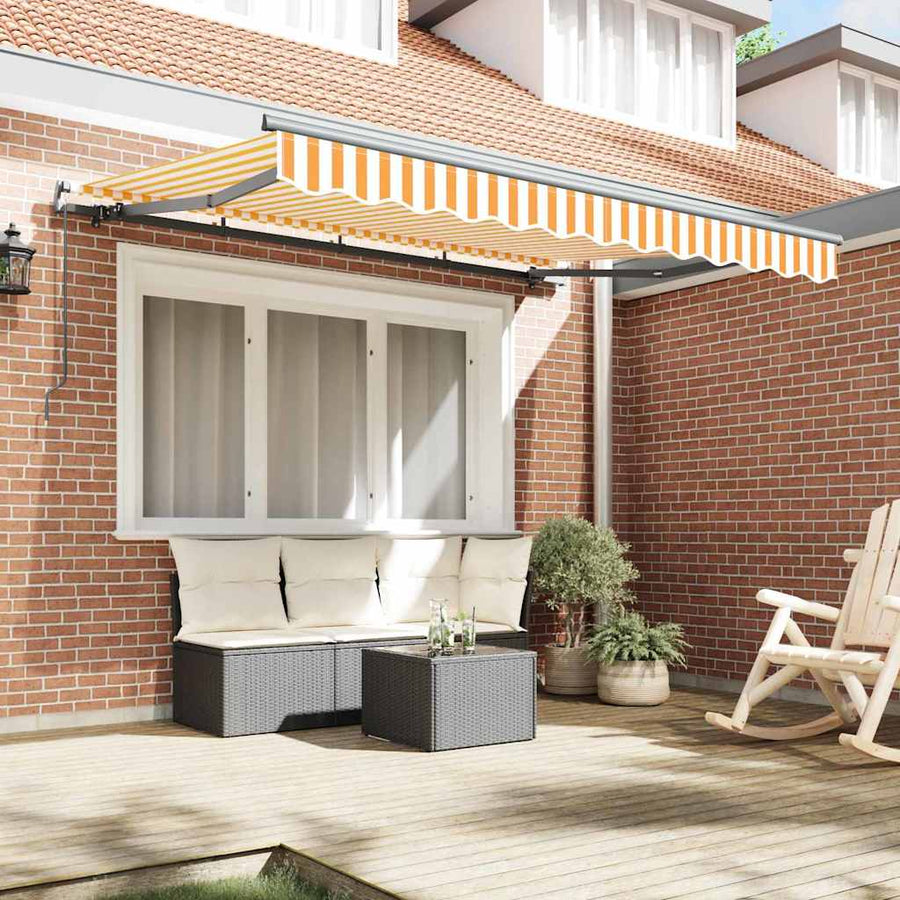 Inklapbaar Zonnescherm En 250 X 200 Cm 2.5 x 2 m Geel en wit (anthraciet frame) Handmatig