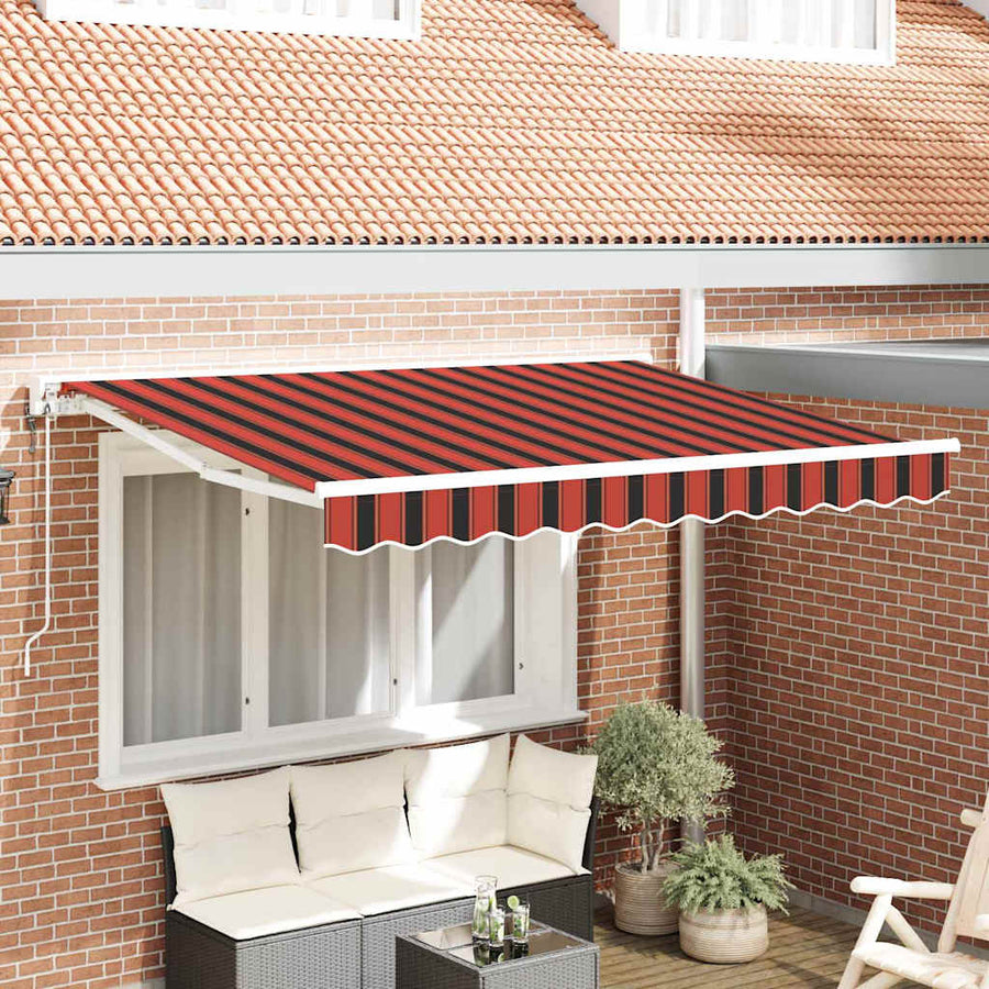 Inklapbaar Zonnescherm Multicolor Streep 250X200 Cm Stof Oranje En Zwart 2.5 x 2 m