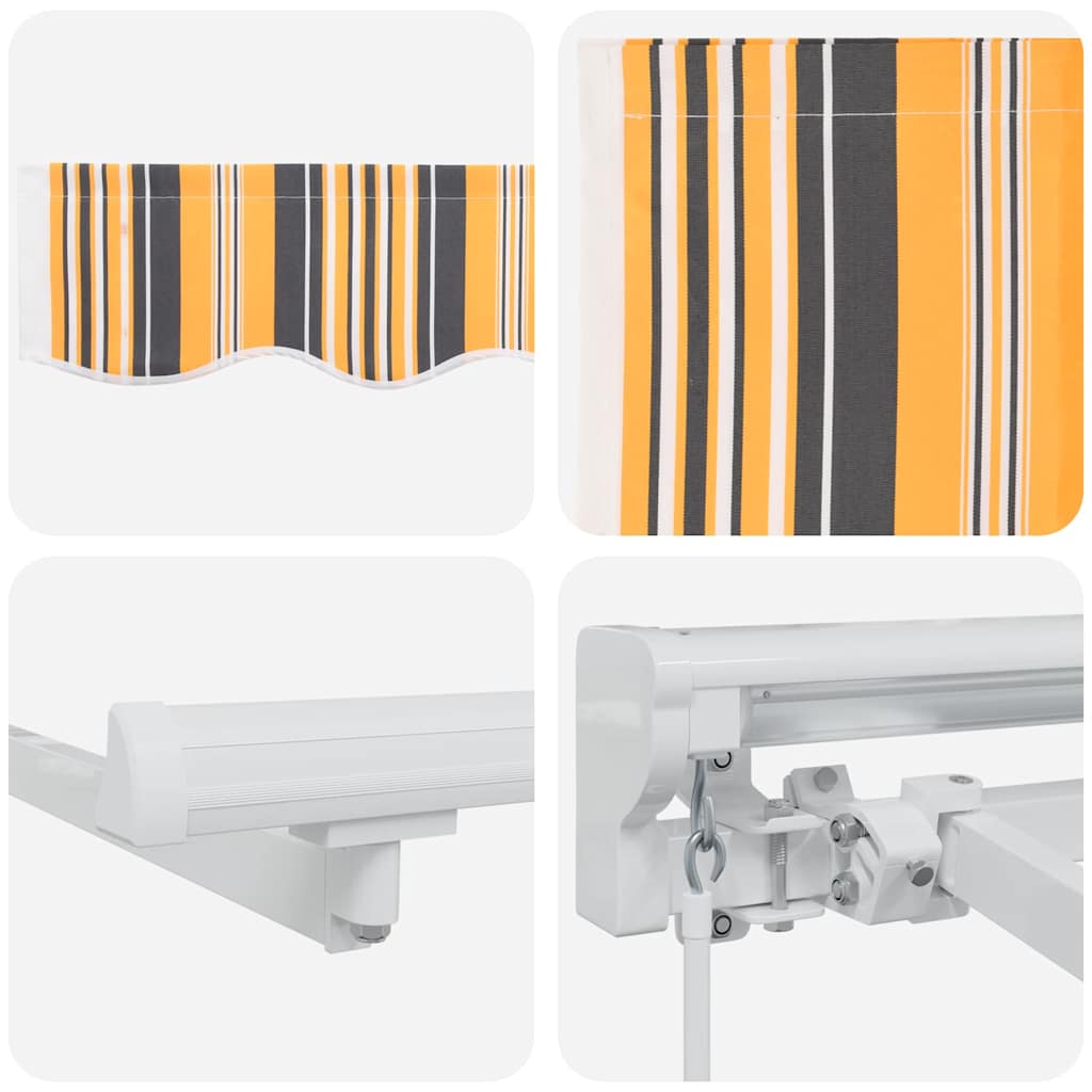 Inklapbaar Zonnescherm Multicolor Streep 250X200 Cm Stof Geel En Grijs 2.5 x 2 m