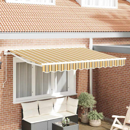 Inklapbaar Zonnescherm Multicolor Streep 250X200 Cm Stof Geel En Grijs 2.5 x 2 m