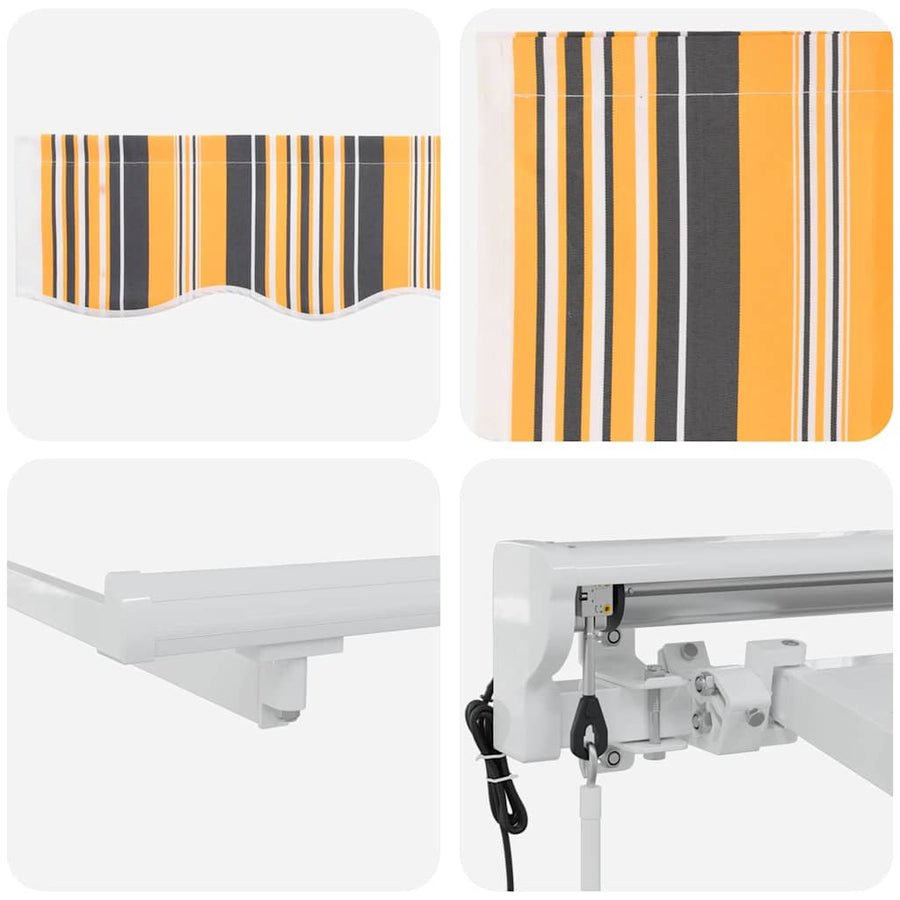 Inklapbaar Zonnescherm Multicolor Streep 250X200 Cm Stof Geel En Grijs 2.5 x 2 m