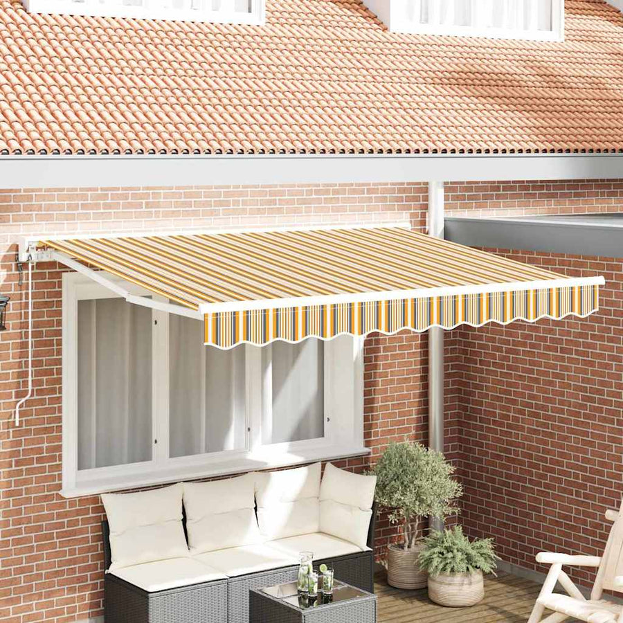 Inklapbaar Zonnescherm Multicolor Streep 250X200 Cm Stof Geel En Grijs 2.5 x 2 m