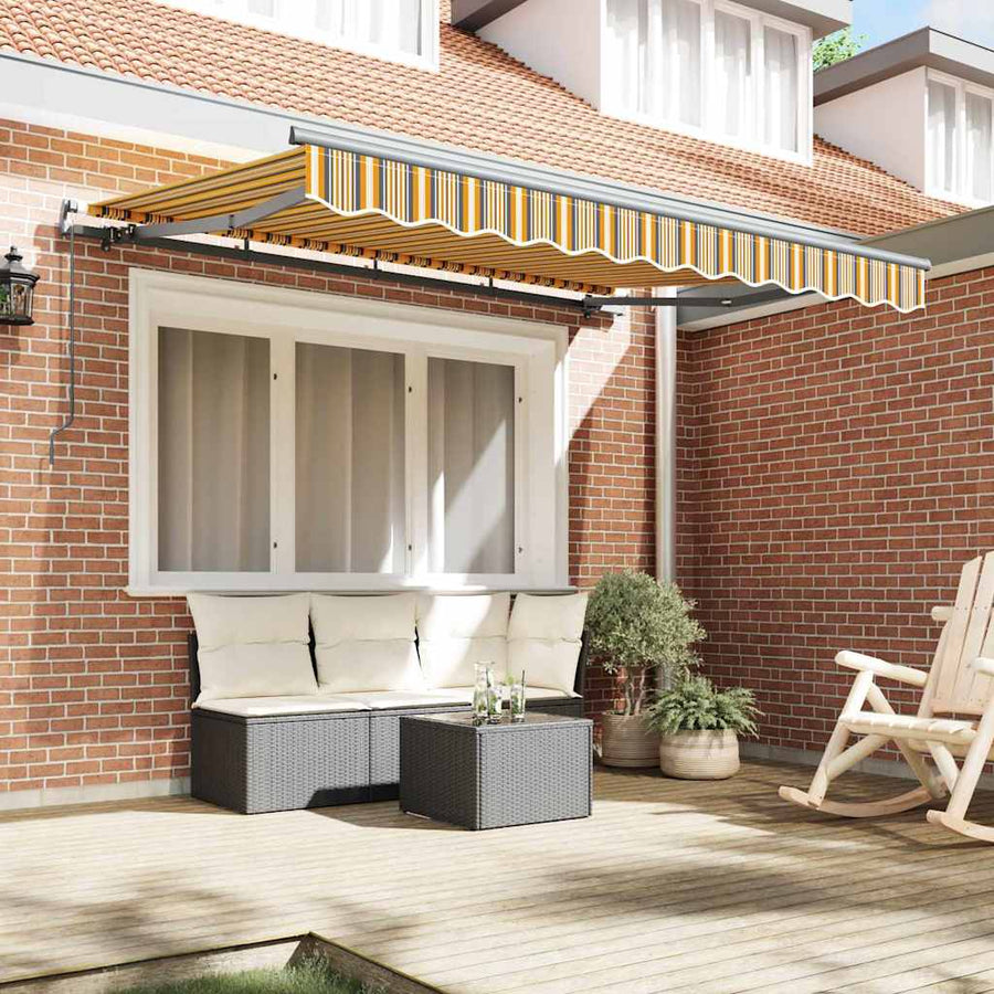 Inklapbaar Zonnescherm Multicolor Streep 250 X 200 Cm Geel En Grijs (Anthraciet Frame) 2.5 x 2 m