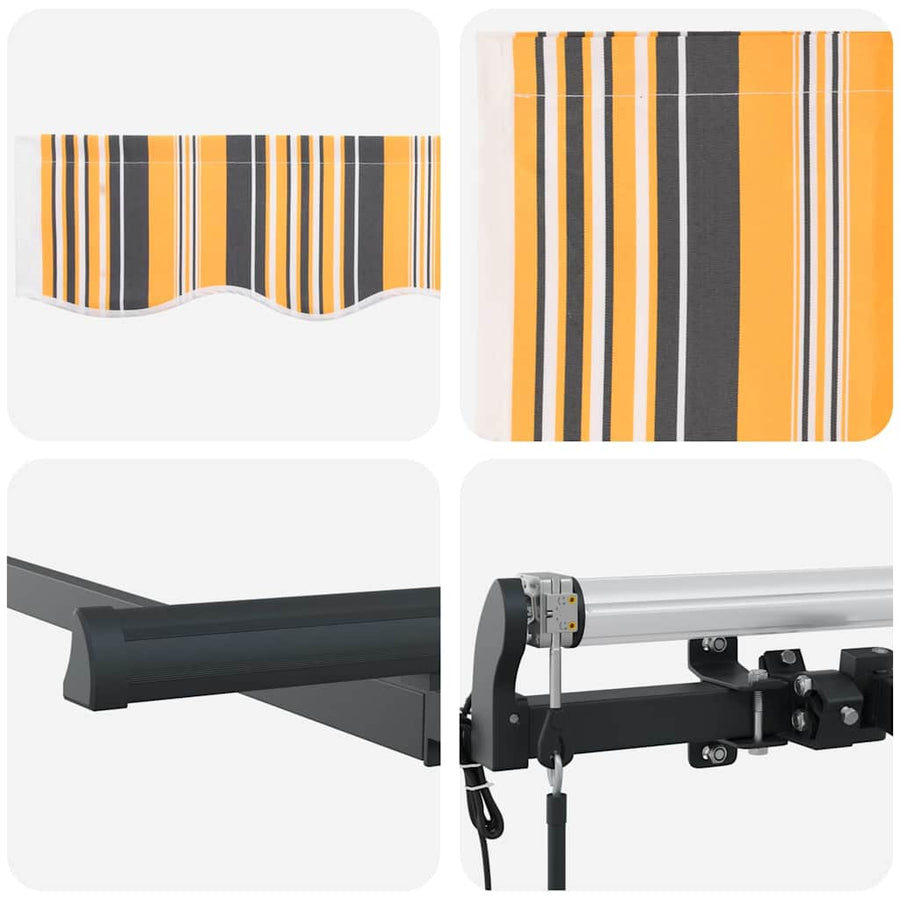 Inklapbaar Zonnescherm Multicolor Streep 250 X 200 Cm Geel En Grijs (Anthraciet Frame) 2.5 x 2 m