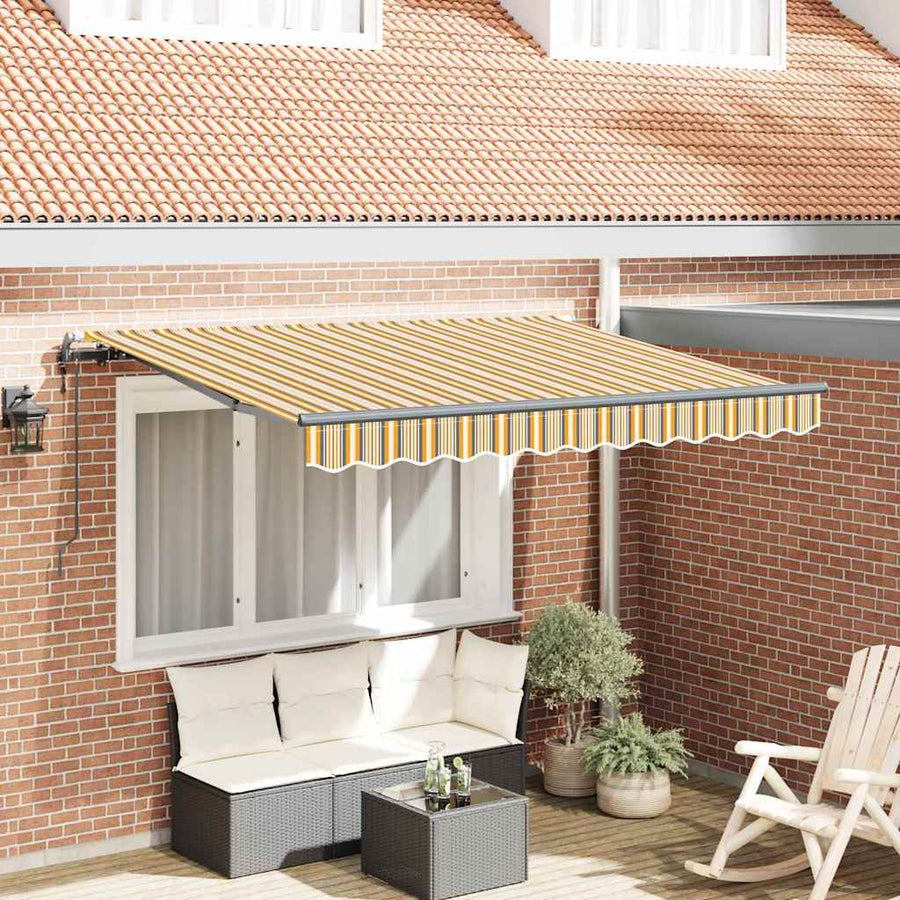 Inklapbaar Zonnescherm Multicolor Streep 250 X 200 Cm Geel En Grijs (Anthraciet Frame) 2.5 x 2 m