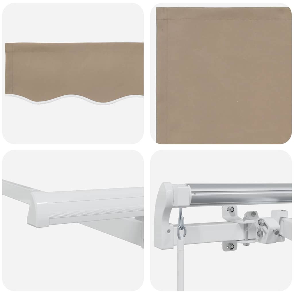 Inklapbaar Zonnescherm Beige 250 X 200 Cm Beige (Wit Frame) 2.5 x 2 m