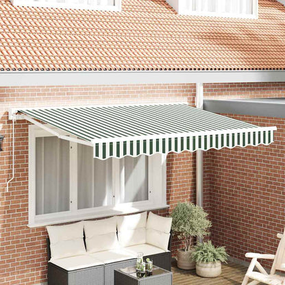 Inklapbaar Zonnescherm 250X200 Cm Stof Groen En Wit 2.5 x 2 m