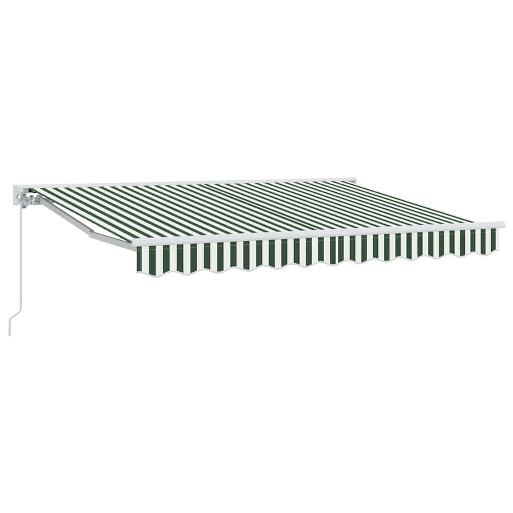 Inklapbaar Zonnescherm 250X200 Cm Stof Groen En Wit 2.5 x 2 m