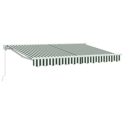 Inklapbaar Zonnescherm 250X200 Cm Stof Groen En Wit 2.5 x 2 m