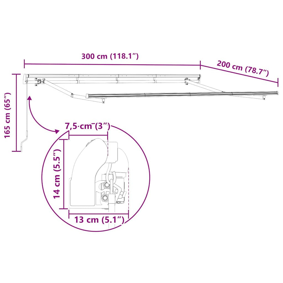Inklapbaar Zonnescherm Crème en Antraciet 3 x 2 m