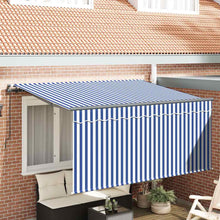 Inklapbaar Zonnescherm Gestreept Blauw en Wit 300x200 cm Stof