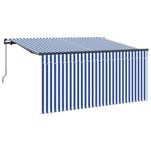 Inklapbaar Zonnescherm Gestreept Blauw en Wit 300x200 cm Stof