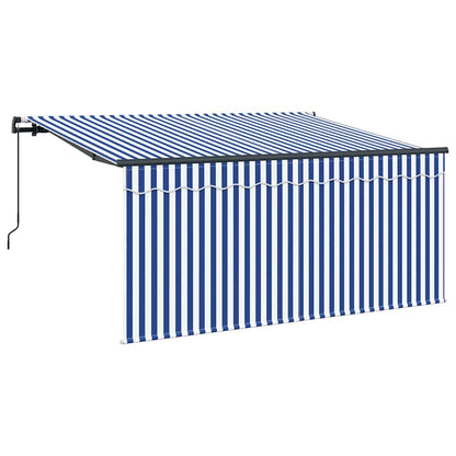 Inklapbaar Zonnescherm Gestreept Blauw en Wit 300x200 cm Stof