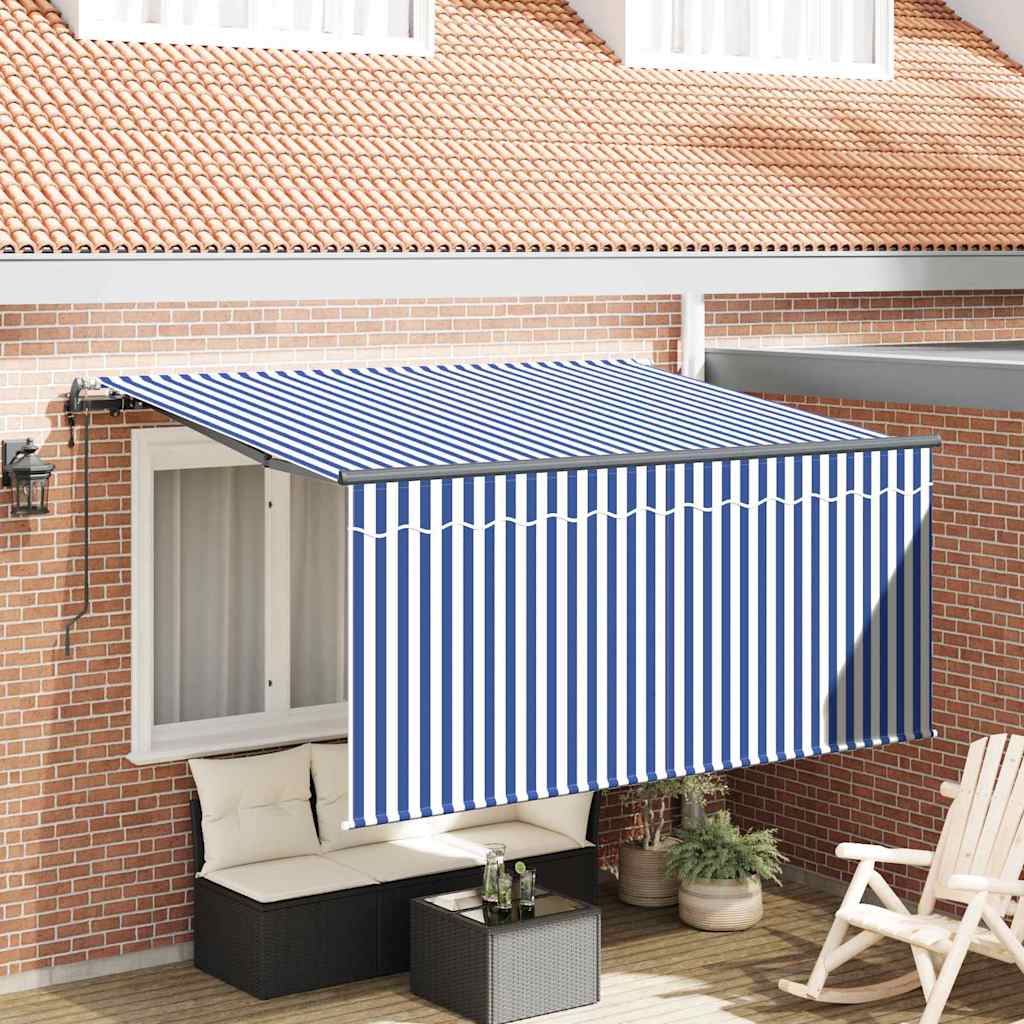 Inklapbaar Zonnescherm Blauw en wit 300 x 200 cm Stof