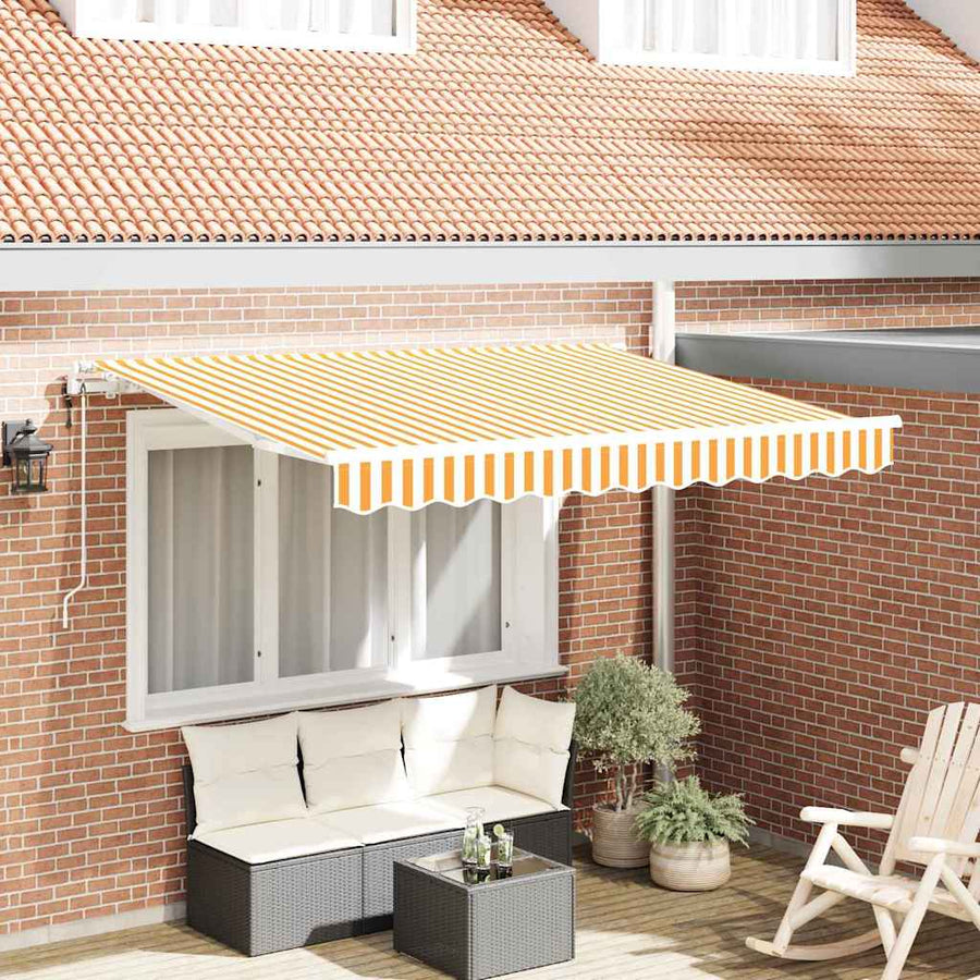 Inklapbaar Zonnescherm Geel en Wit 3 x 2 m