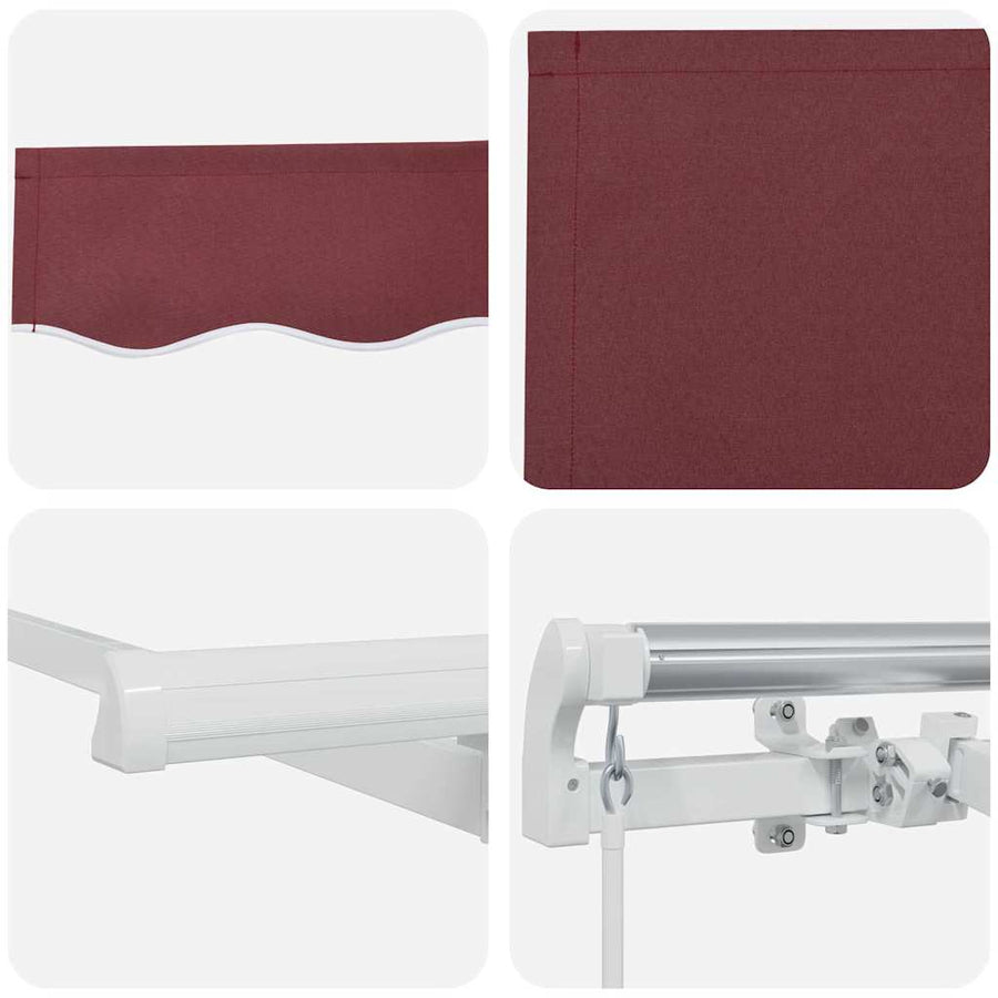 Inklapbaar Zonnescherm Bordeauxrood 300 X 200 Cm Bordeaux (Wit Frame) 3 x 2 m