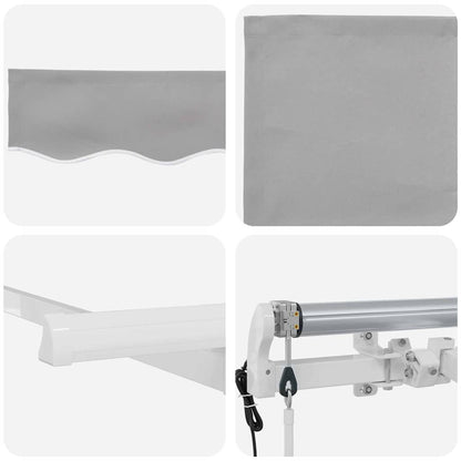 Inklapbaar Zonnescherm Lichtgrijs 300 X 200 Cm Lichtgrijs (Wit Frame) 3 x 2 m