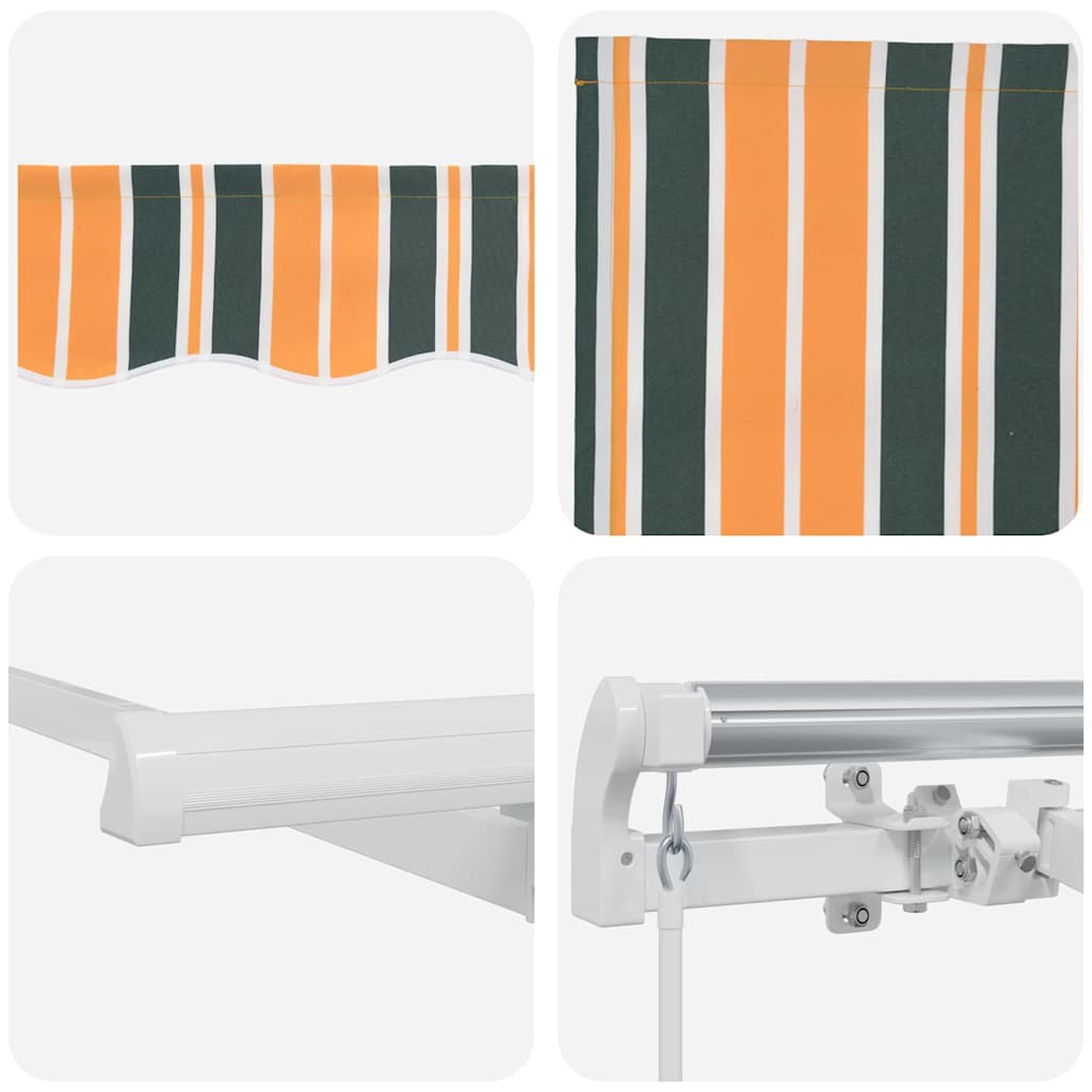 Inklapbaar Zonnescherm En 300 X 200 Cm Groen En Geel (Wit Frame) 3 x 2 m