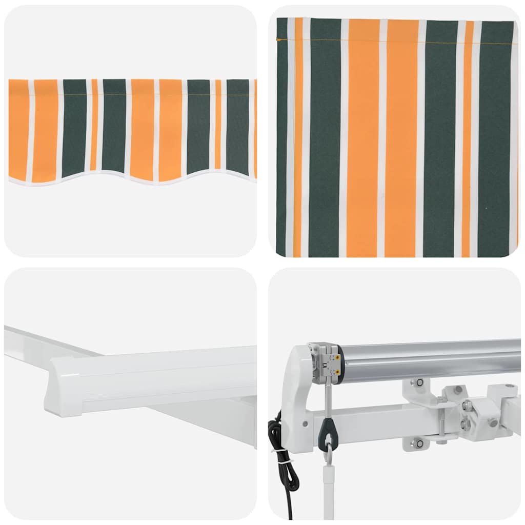Inklapbaar Zonnescherm En 300 X 200 Cm Groen En Geel (Wit Frame) 3 x 2 m