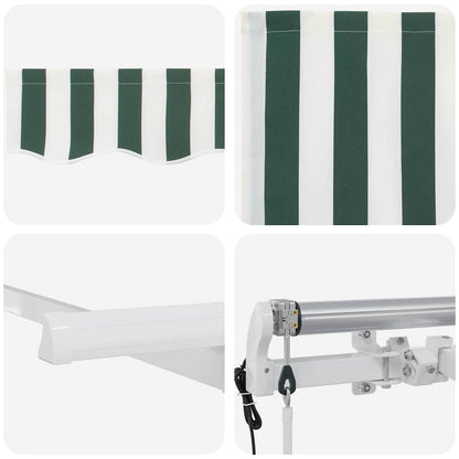 Inklapbaar Zonnescherm En 300 X 200 Cm Groen En Wit (Wit Frame) 3 x 2 m