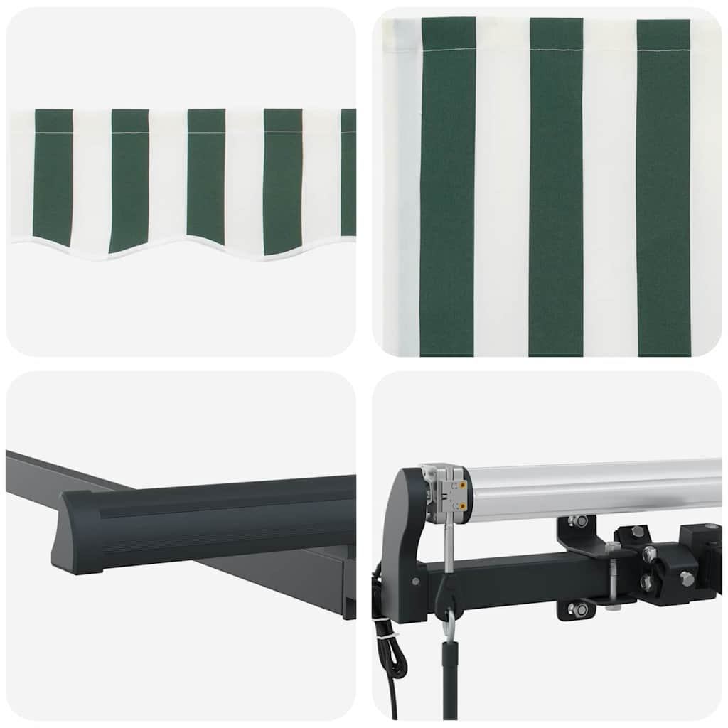Inklapbaar Zonnescherm En 300 X 200 Cm Groen En Wit (Anthraciet Frame) 3 x 2 m