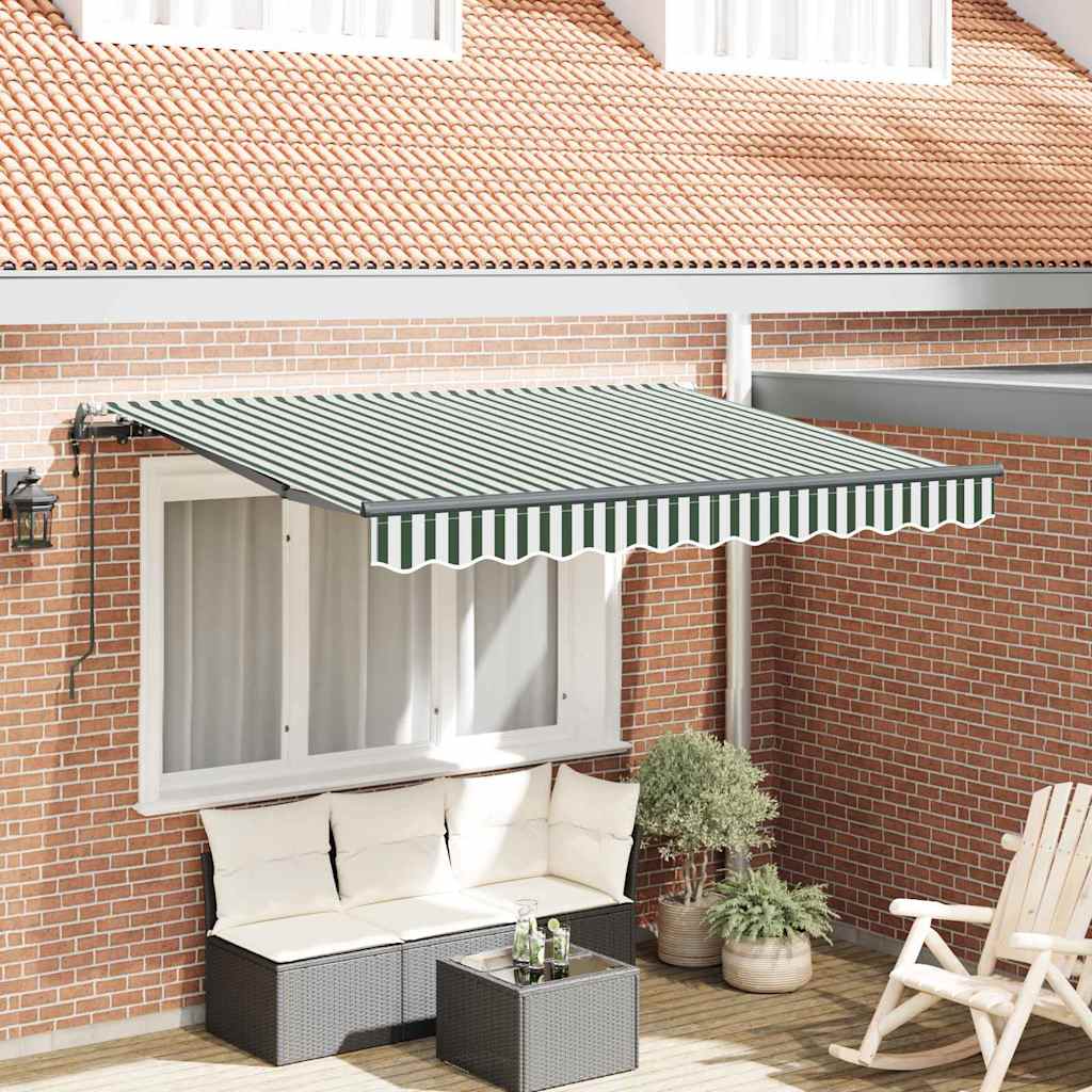 Inklapbaar Zonnescherm En 300 X 200 Cm Groen En Wit (Anthraciet Frame) 3 x 2 m