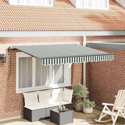 Inklapbaar Zonnescherm En 300 X 200 Cm Groen En Wit (Anthraciet Frame) 3 x 2 m
