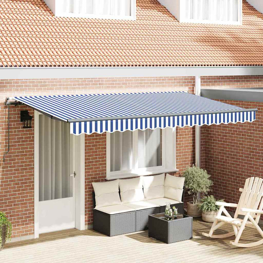 Inklapbaar Zonnescherm Blauw En Wit 350 X 200 Cm Geel En Oranje (Anthraciet Frame)