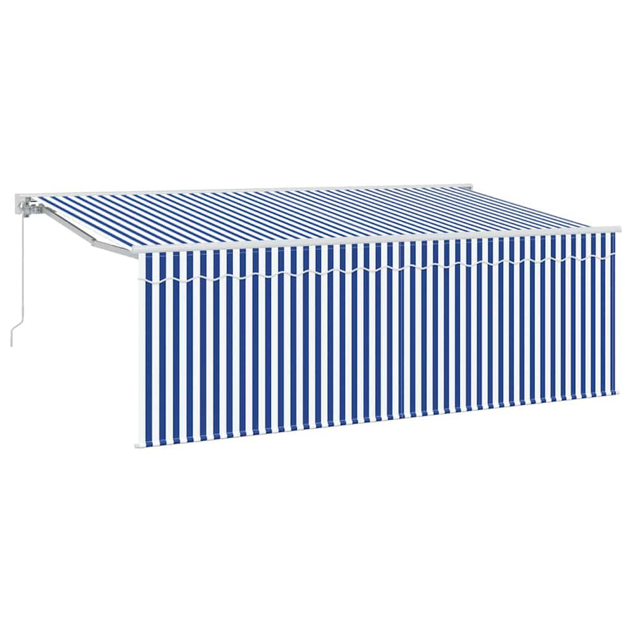 Inklapbaar Zonnescherm Blauw En Wit 350 X 200 Cm Stof En Metaal Crème (Anthraciet Frame)