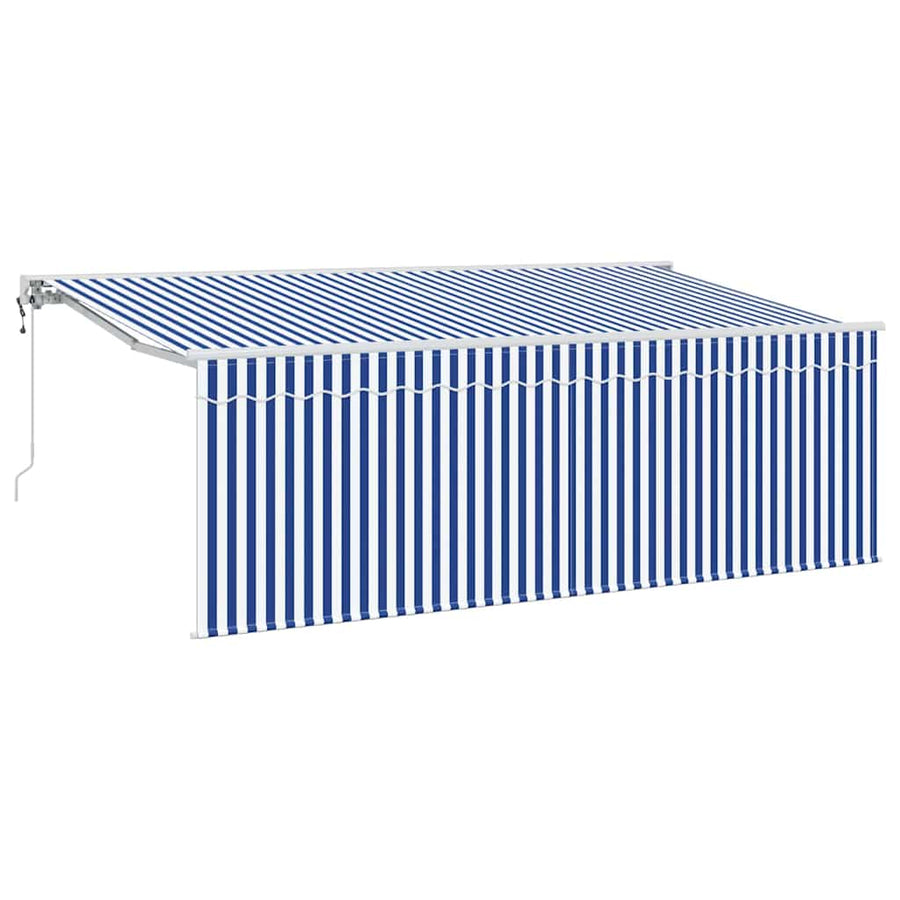Inklapbaar Zonnescherm Blauw En Wit 350 X 200 Cm Stof En Metaal Crème (Anthraciet Frame)