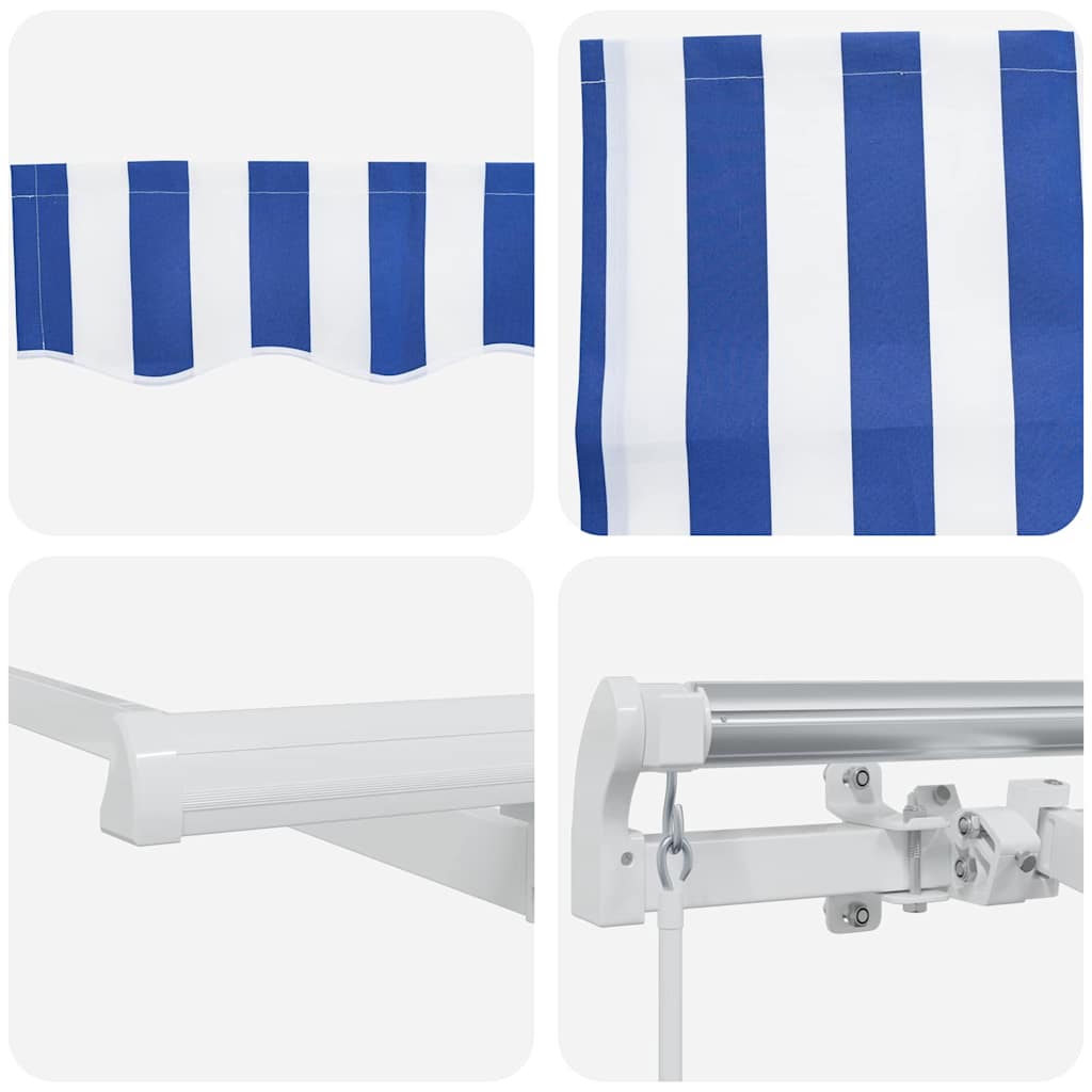 Inklapbaar Zonnescherm Blauw En Wit 350 X 200 Cm Stof En Metaal Crème (Anthraciet Frame)