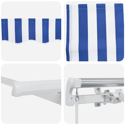 Inklapbaar Zonnescherm Blauw En Wit 350 X 200 Cm Stof En Metaal Crème (Anthraciet Frame)