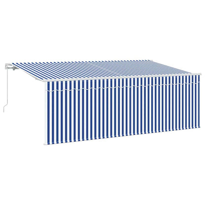 Inklapbaar Zonnescherm Blauw En Wit 350 X 200 Cm Stof En Metaal Crème (Anthraciet Frame)