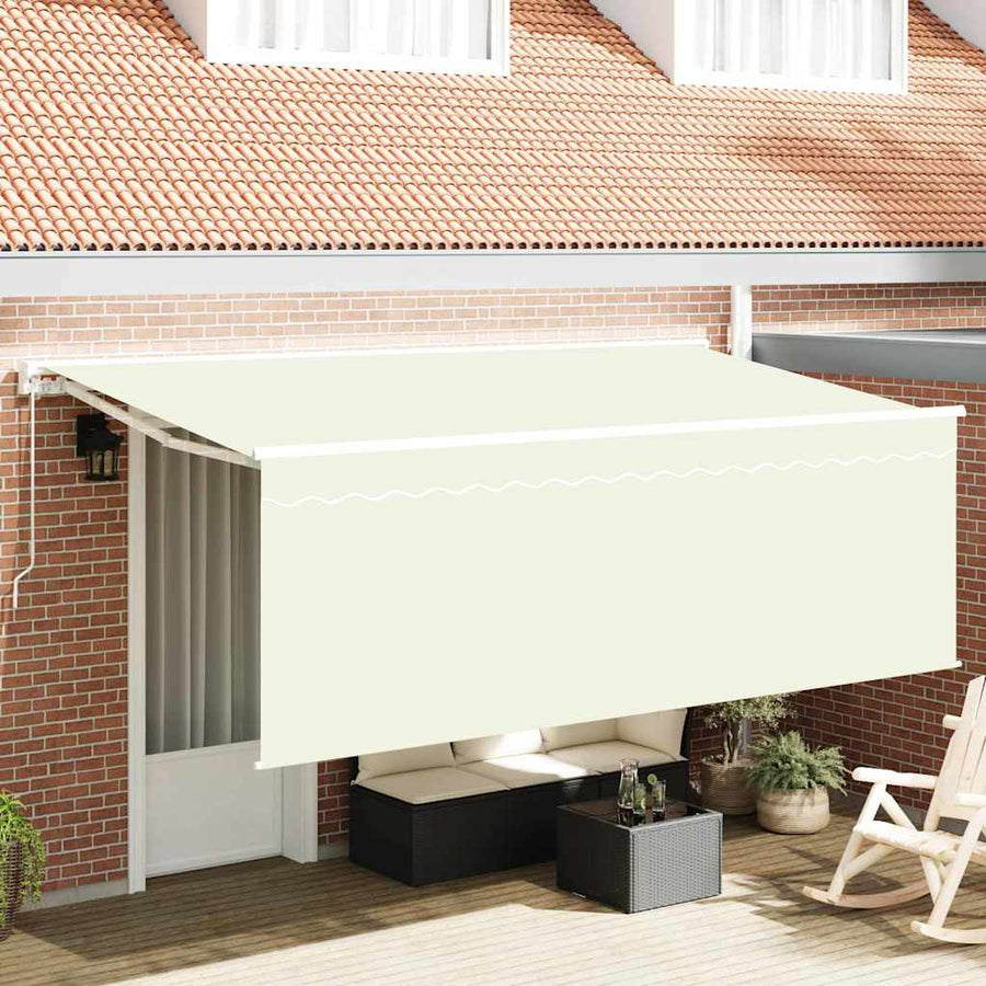 Zonnescherm met Screen Crème 350 x 200 x 120 cm Stof, Metaal