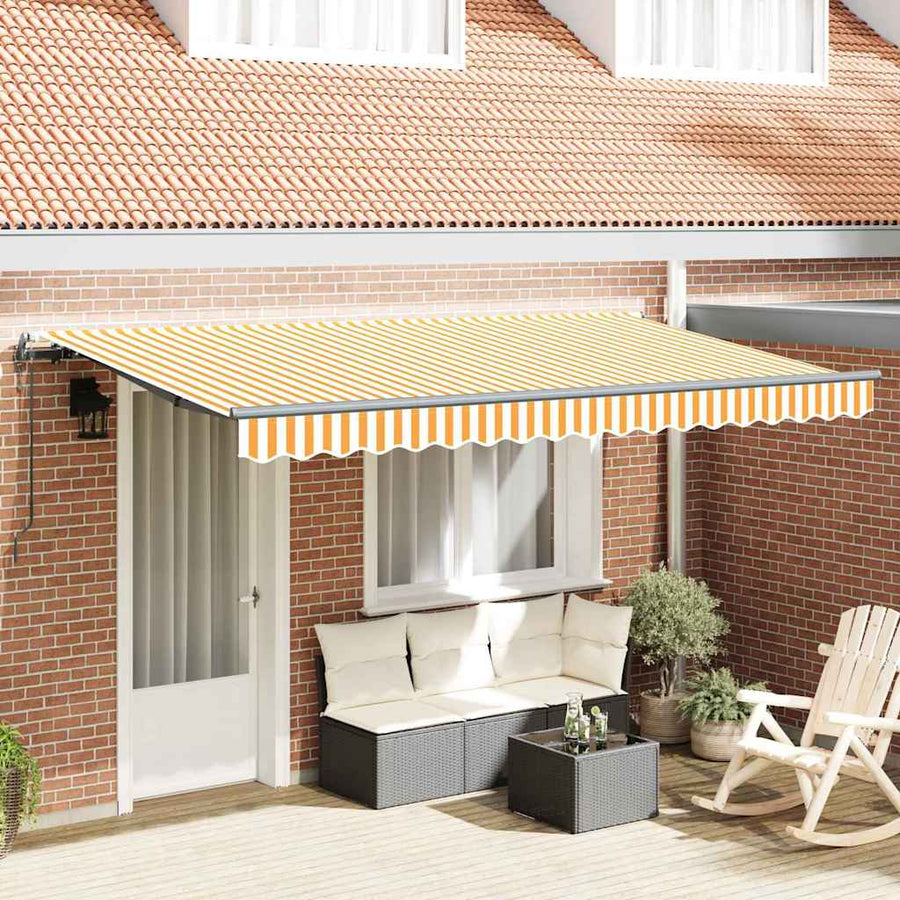 Inklapbaar Zonnescherm Geel en Oranje en Wit