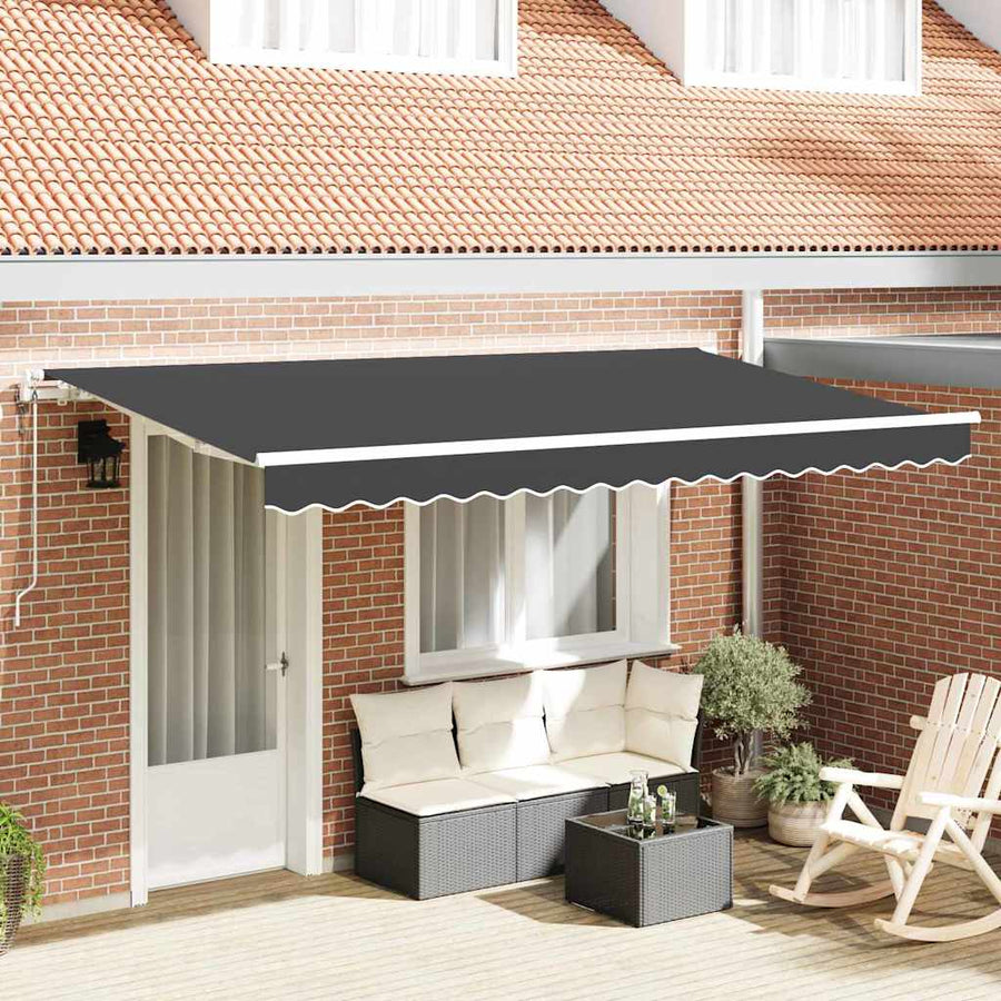 Inklapbaar Zonnescherm Antraciet en Wit 3.5 x 2 m