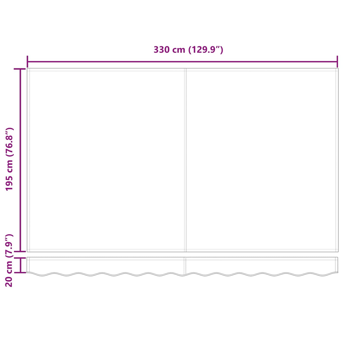 Inklapbaar Zonnescherm Bruin 350 x 200 cm Stof