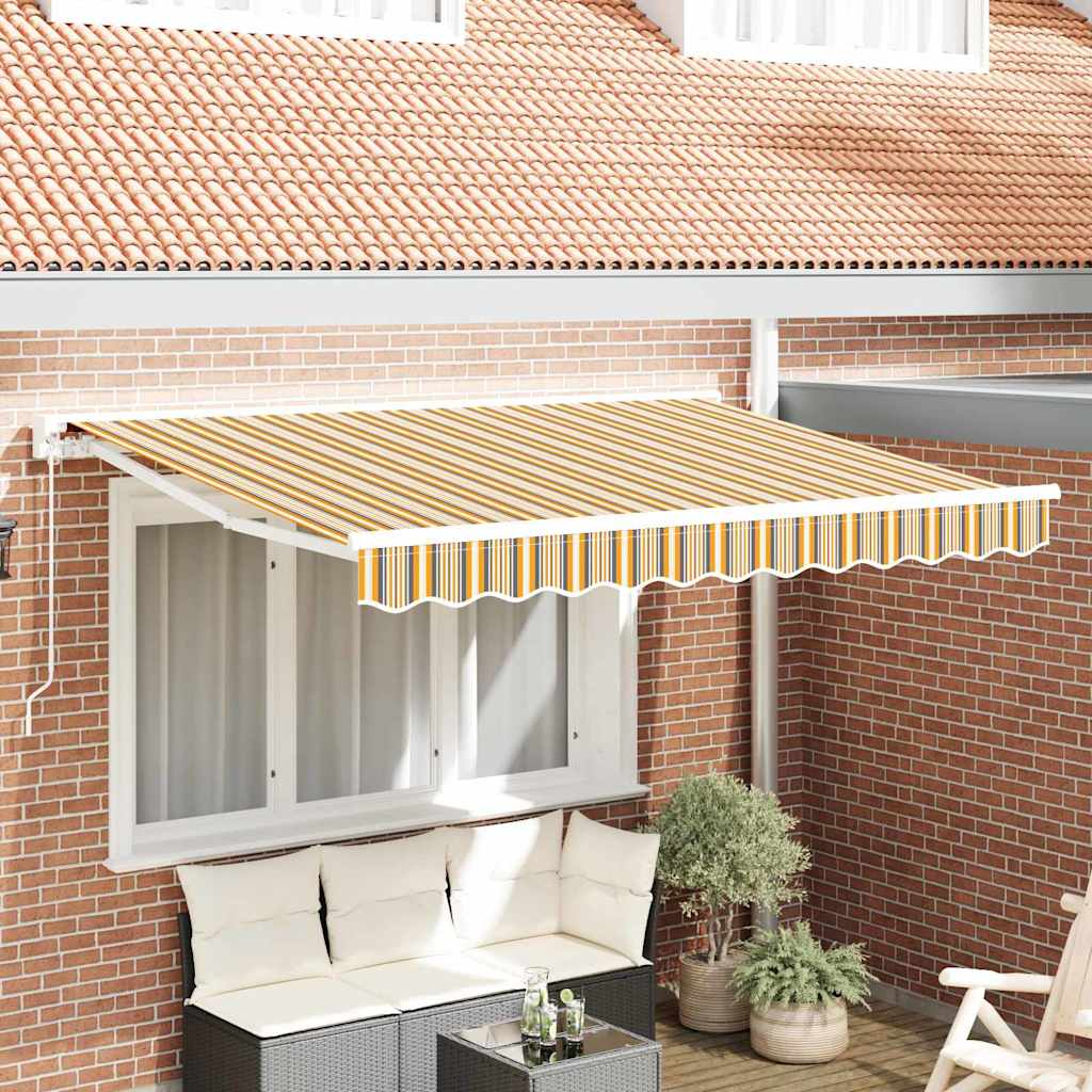 Inklapbaar Zonnescherm En 350 X 200 Cm Geel En Grijs (Wit Frame) 3,5 x 2 m