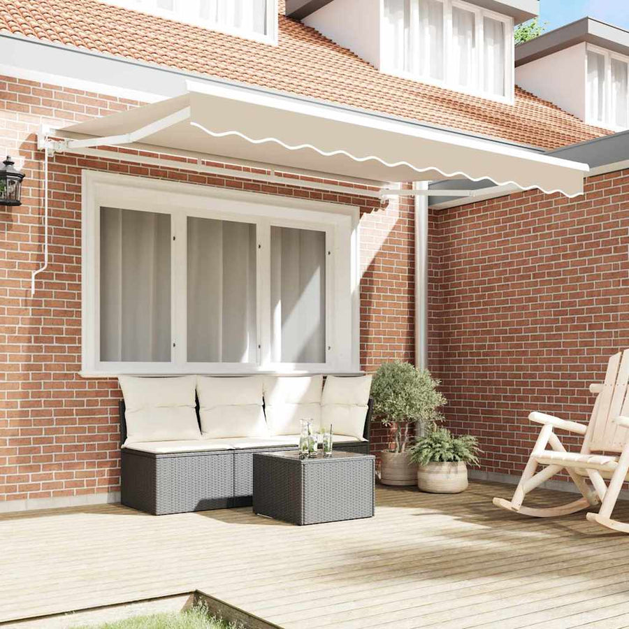 Inklapbaar Zonnescherm 350X200 Cm Stof Beige 3.5 x 2 m